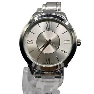 Chico's Silver Tone Watch Women Japan Movement Stainless Roman Numerals 6.5-7"